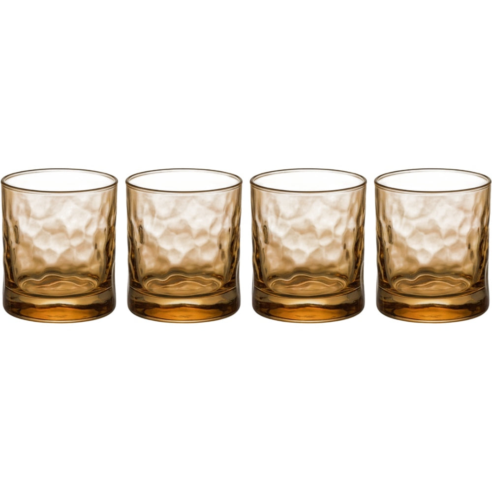 Buxto Hammered Lowball Glasses 10 oz Amber Set of 4 - Product view