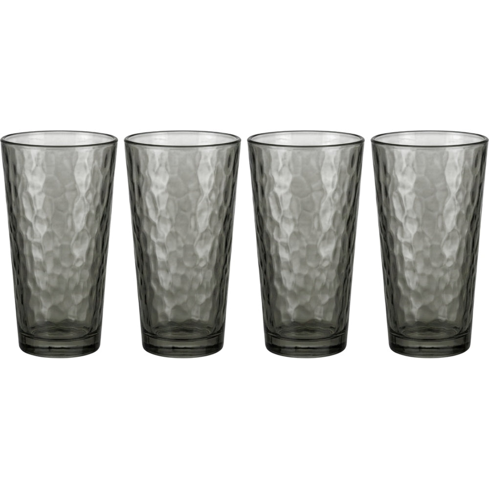 Buxto Tapered Hammered Cooler Glasses 16 oz Smoke Set of 4 - Product view