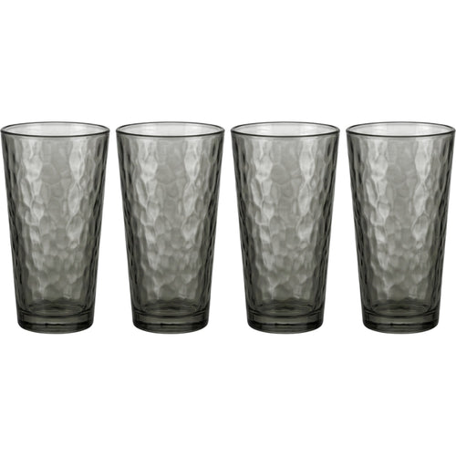 Buxto Tapered Hammered Cooler Glasses 16 oz Smoke Set of 4 - Product view