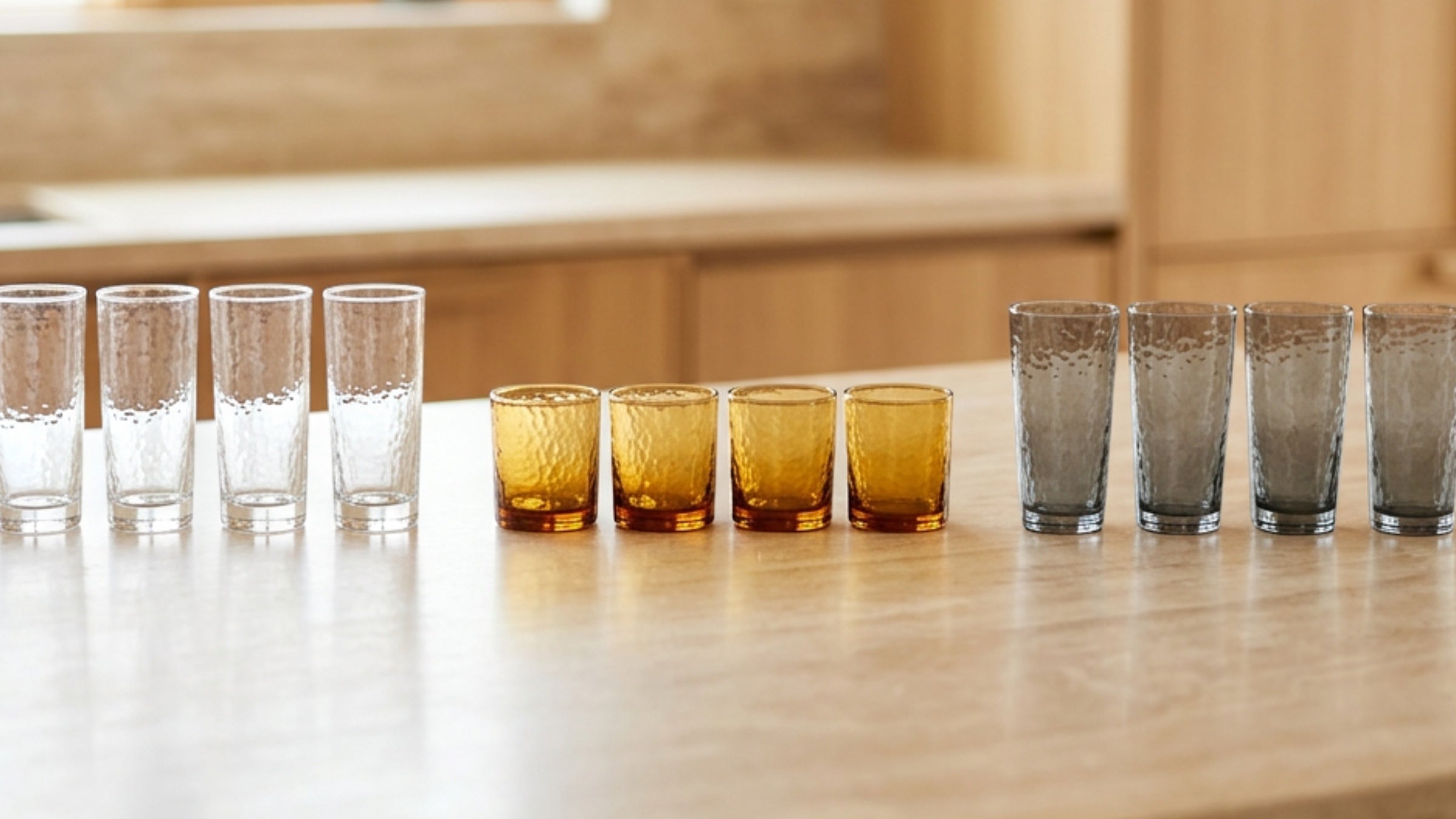 Buxto Hammered Glass Drinking Tumblers